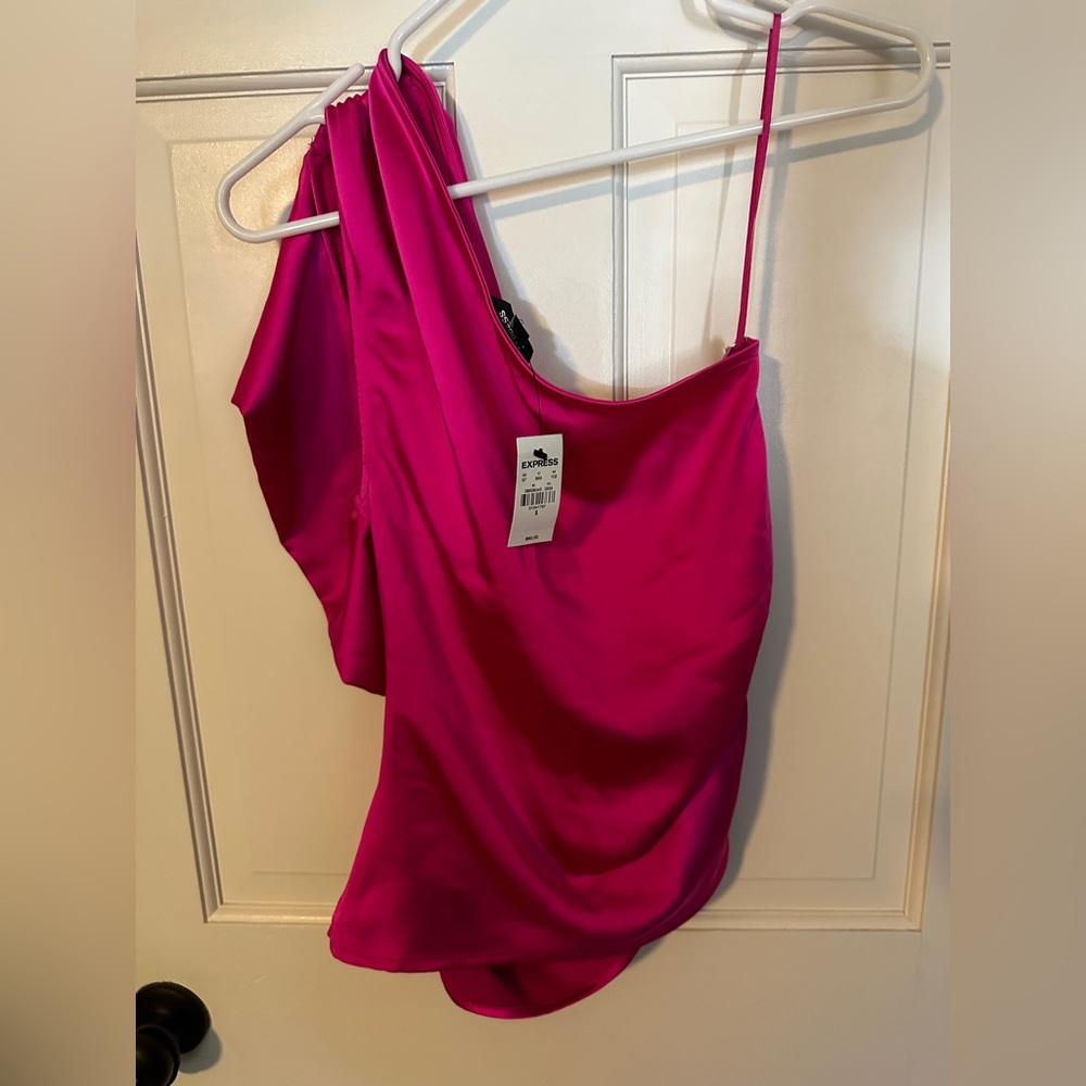 Express hot pink one shoulder top